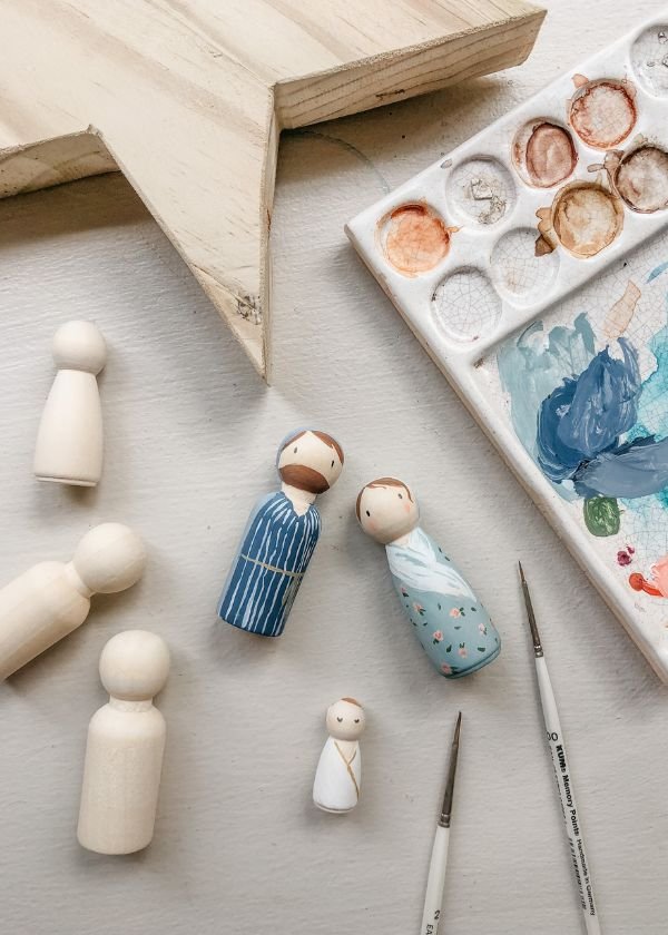  2024 Nativity Peg doll set in process for my daughter 